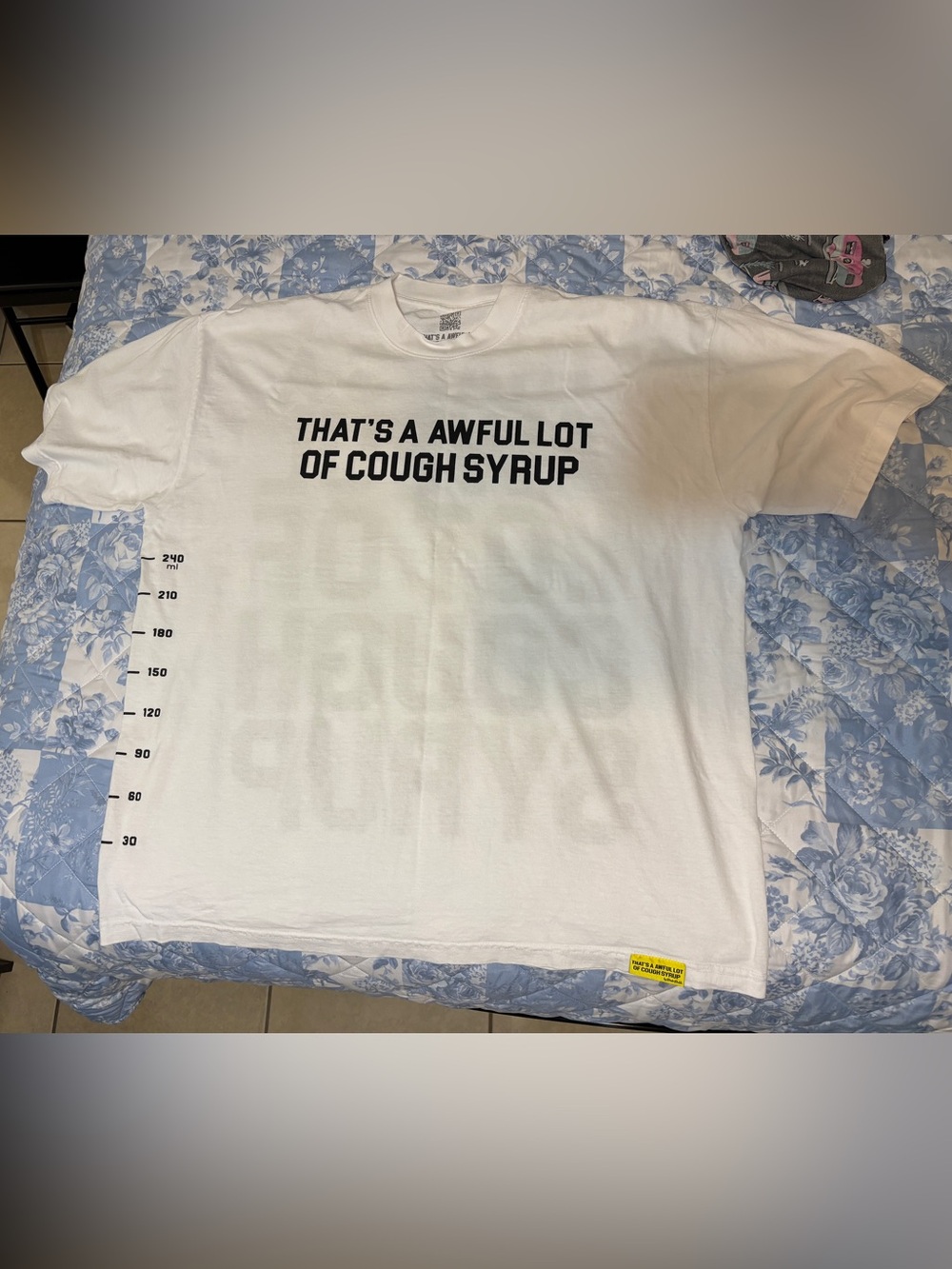 That’s A Awful Lot of Cough Syrup by Desto Dubb Men’s White XL Shirt Worn Once